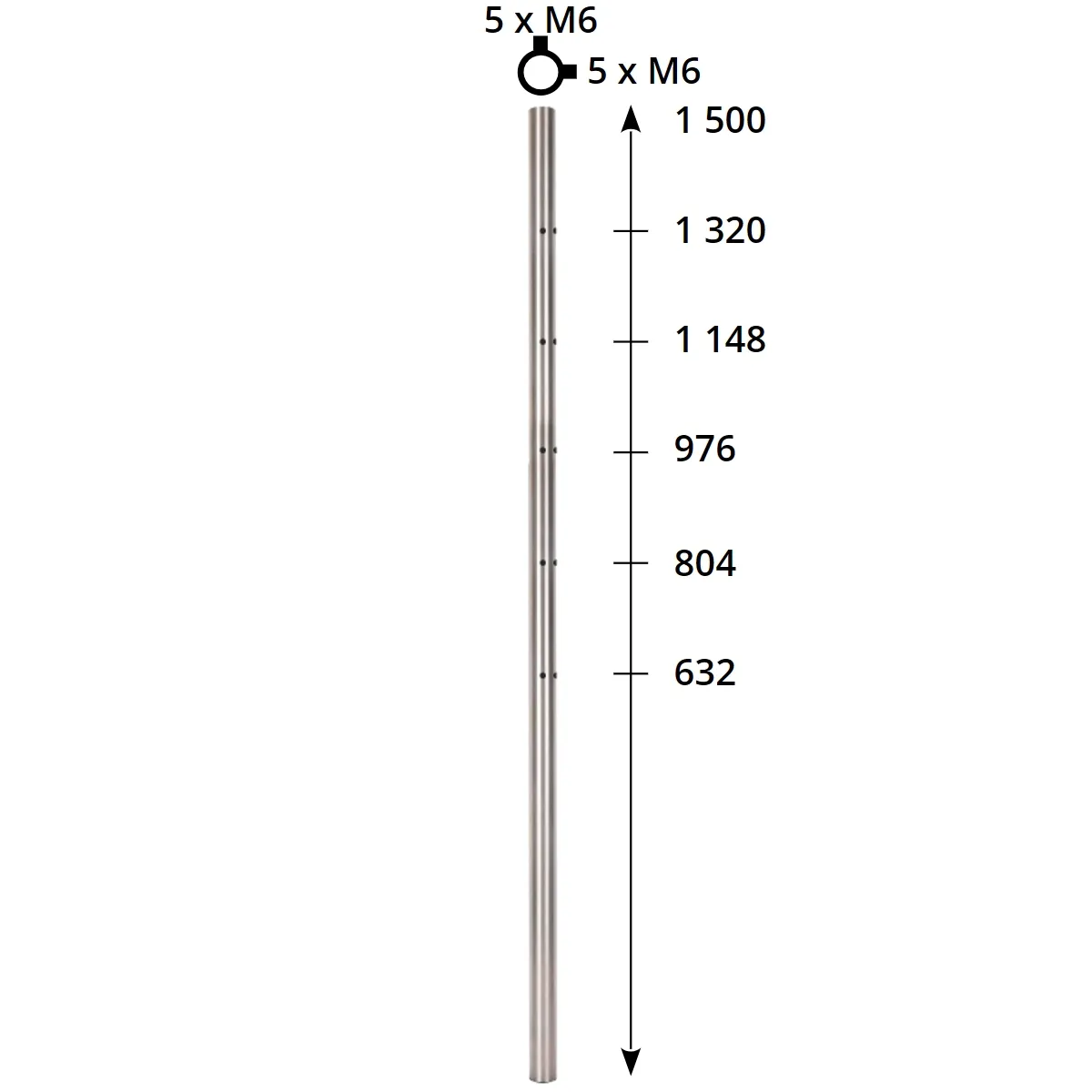 Barreau inox d'angle pour garde-corps à l'anglaise - lisses ou câbles