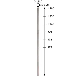 Barreau inox d'angle pour garde-corps à l'anglaise - lisses ou câbles