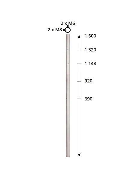 Poteau à l'anglaise pour garde-corps inox pour remplissage câble ou lisse et verre