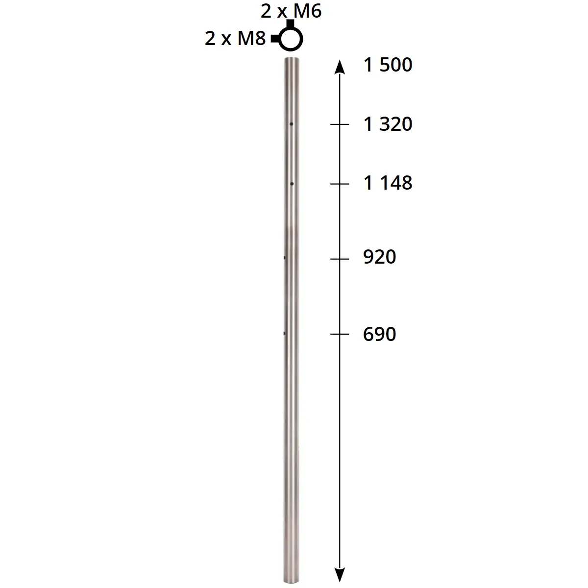 Poteau à l'anglaise pour garde-corps inox pour remplissage câble ou lisse et verre