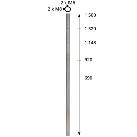 Poteau à l'anglaise pour garde-corps inox pour remplissage câble ou lisse et verre