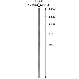 Barreau inox intermédiaire D42.4 mm pour garde-corps verre et lisse ou cable