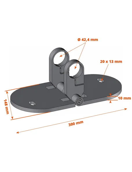 Platine murale angle droit pour garde-corps inox à l'anglaise