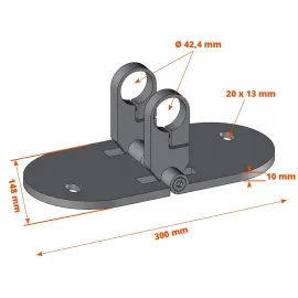 Platine murale angle droit pour garde-corps inox à l'anglaise
