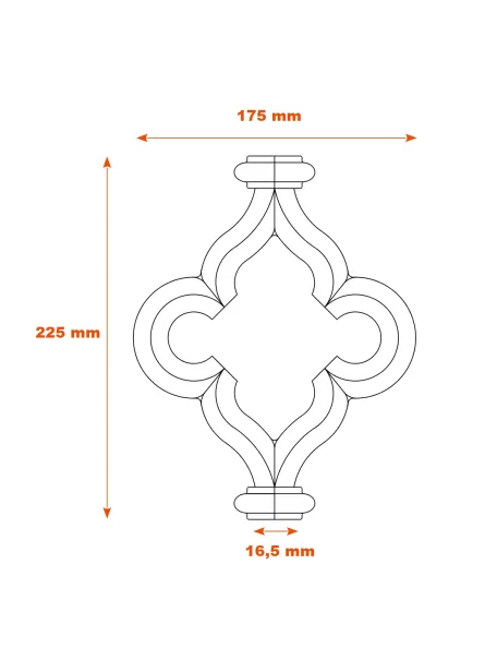 Schéma élément décoratif central en fonte 225x175 mm SF04061