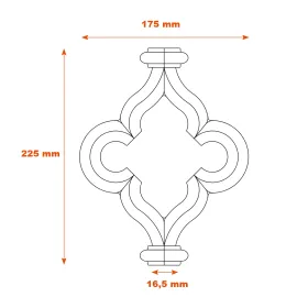 Schéma élément décoratif central en fonte 225x175 mm SF04061
