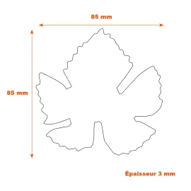 Décor en acier feuille de vigne épaisseur 3 mm - 85x85 mm