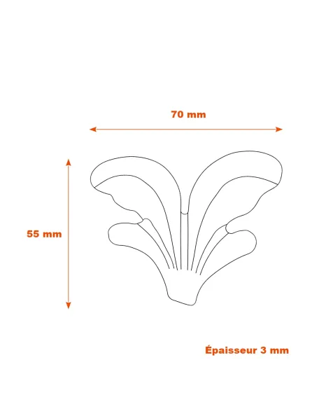 Feuille fer forgé épaisseur 3 mm - 55x70 mm