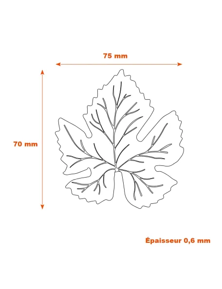 Décor acier feuille de vigne ép. 0,6 mm - 70x75 mm