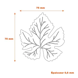 Décor acier feuille de vigne ép. 0,6 mm - 70x75 mm