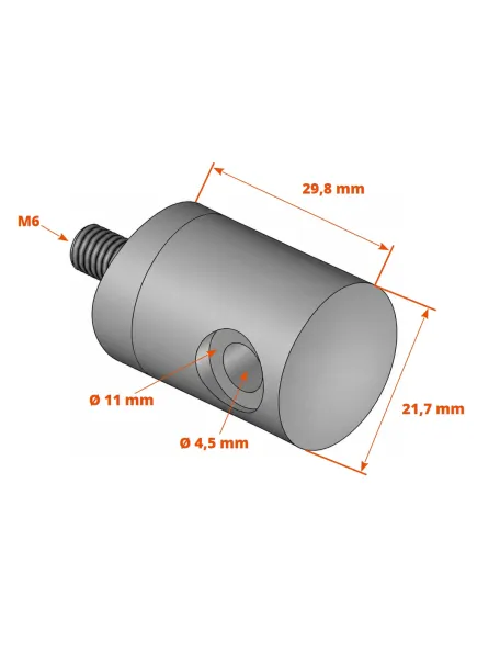 Connecteur en applique pour câble inox 4 mm - inclinable pour rampe d'escalier