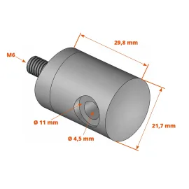 Connecteur en applique pour câble inox 4 mm - inclinable pour rampe d'escalier