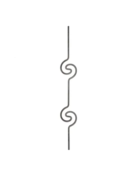 Barreau acier rond D12 mm - double motif spirale