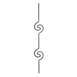 Barreau acier rond D12 mm - double motif spirale