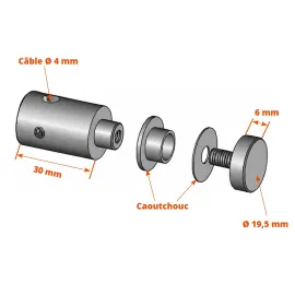 Support inox pour soubassement plexi - Garde-corps câble inox