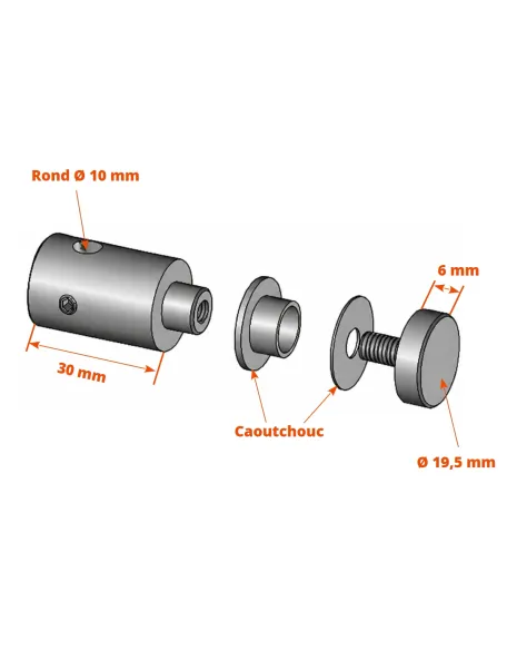 Connecteur pour pose de soubassement plexiglas sur rondin 10 mm - Garde-corps inox