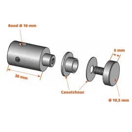 Connecteur pour pose de soubassement plexiglas sur rondin 10 mm - Garde-corps inox