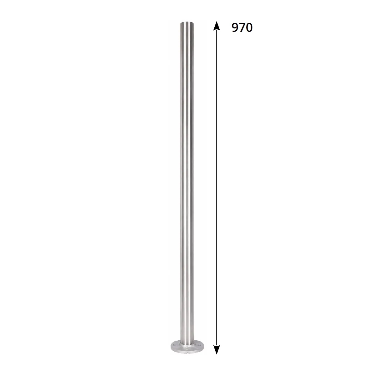 Poteau en inox rond à percer H 970 mm - Pose sol