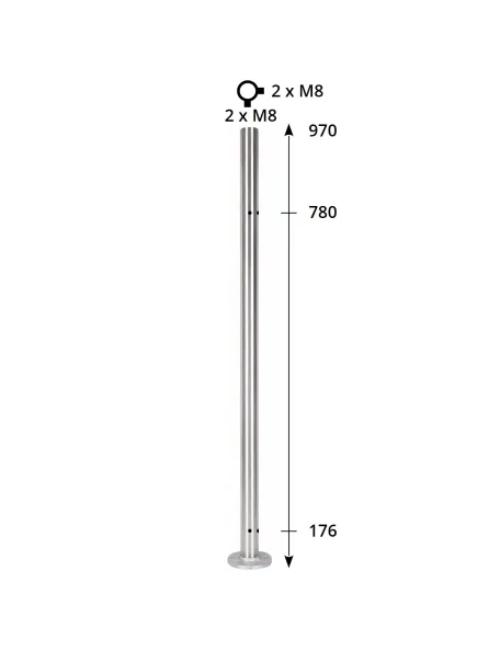 Poteau d'angle pour garde corps verre