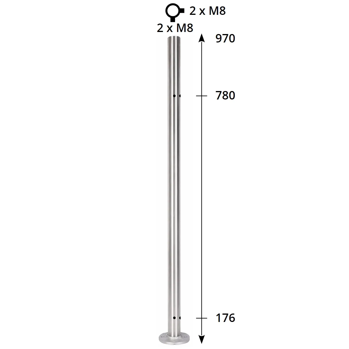 Poteau d'angle pour garde corps verre