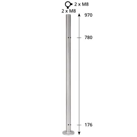 Poteau d'angle pour garde corps verre