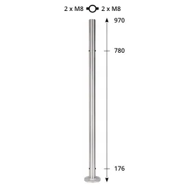 Poteau pour garde-corps verre et inox 2+2 M8