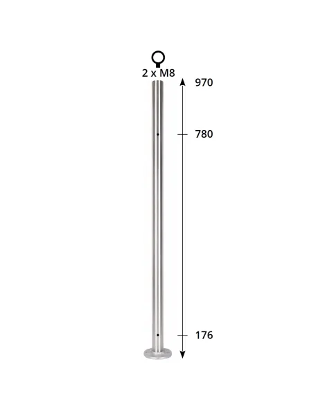 Poteau inox pour garde-corps verre pincé