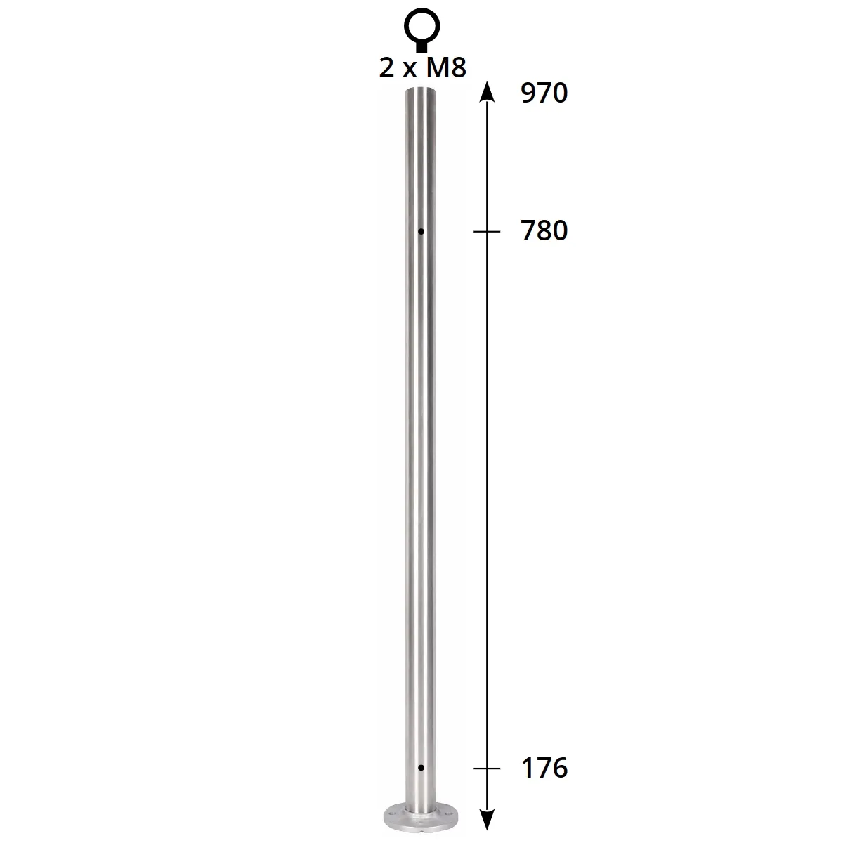 Poteau inox pour garde-corps verre pincé