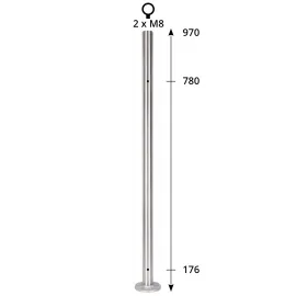 Poteau inox pour garde-corps verre pincé