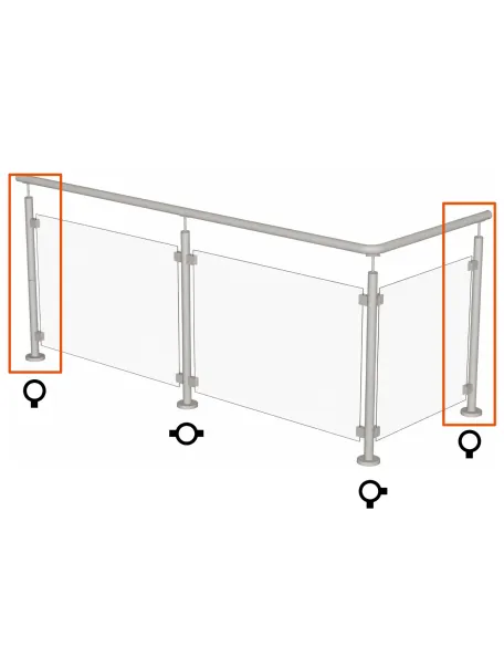 Garde-corps verre - inox | Poteau H970 mm