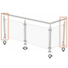Garde-corps verre - inox | Poteau H970 mm