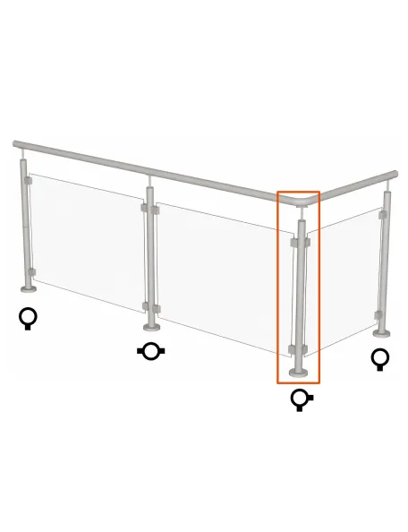 Garde-corps vitré en inox - poteau d'angle