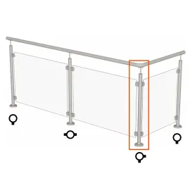 Garde-corps vitré en inox - poteau d'angle