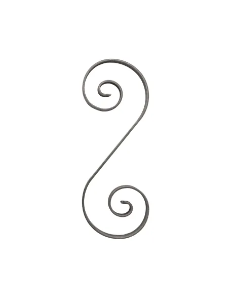 Volute fer forgé en S 330 x 125 mm en plat de 16 x 4 mm
