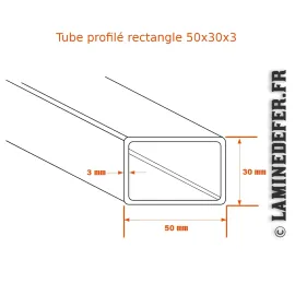 Schéma du Tube rectangle 50x30x3