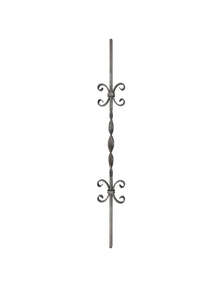 Barreau avec double motif volutes et torsade centrale H 900 - carré 12 EF09.631
