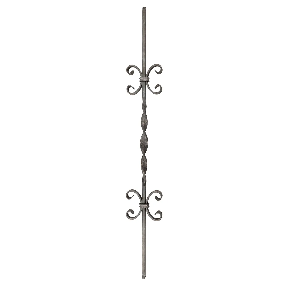 Barreau avec double motif volutes et torsade centrale H 900 - carré 12 EF09.631