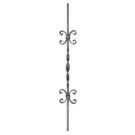 Barreau avec double motif volutes et torsade centrale H 900 - carré 12 EF09.631