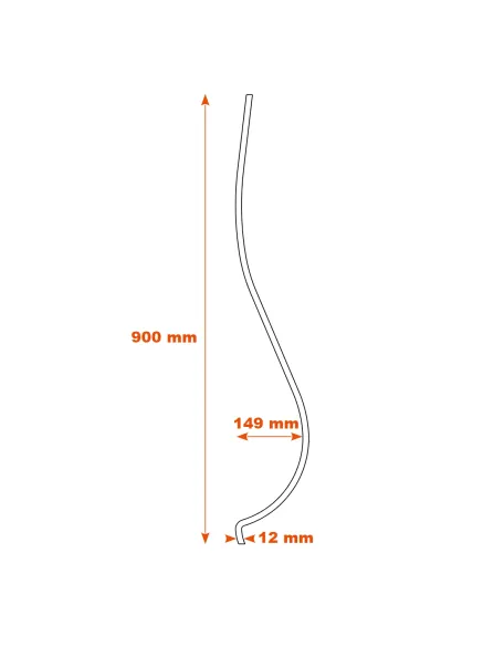 Schéma Barreau galbé simple H 900-carré 12-09034