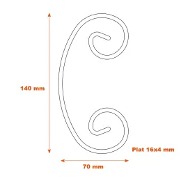 Volute fer forgé 140x70 en plat de 16x4 SF14041