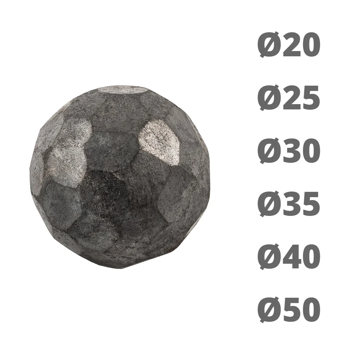 Boules en métal pleines martelées - Différents diamètres