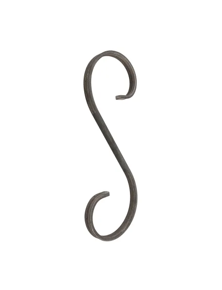 Volute fer forgé en S 270x90 mm en plat de 12x5 mm