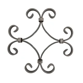 Déco fer forgé 230 x 230 mm 4 volutes en plat de 12x4 mm