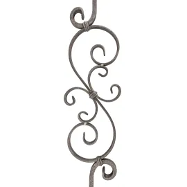 Barreau avec volutes en fer forgé - acier carré 12 mm - hauteur 90 cm