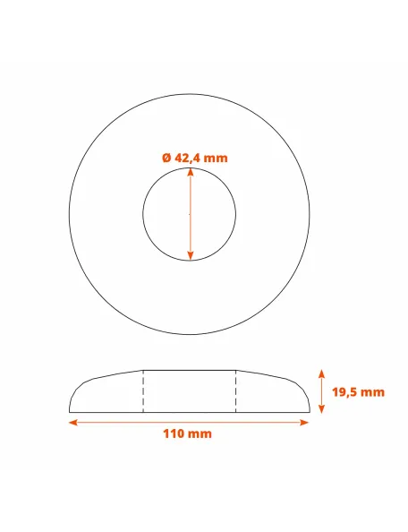 Cache platine inox pour poteau D 42.4 mm